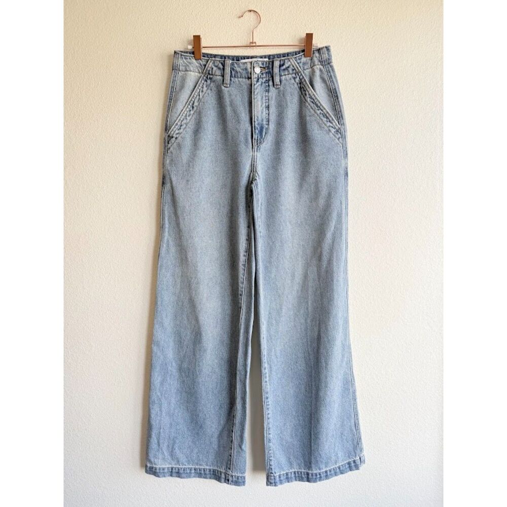 DAZE The Kickback High Rise Palazzo Wide Leg Jeans in Later Blue size 24